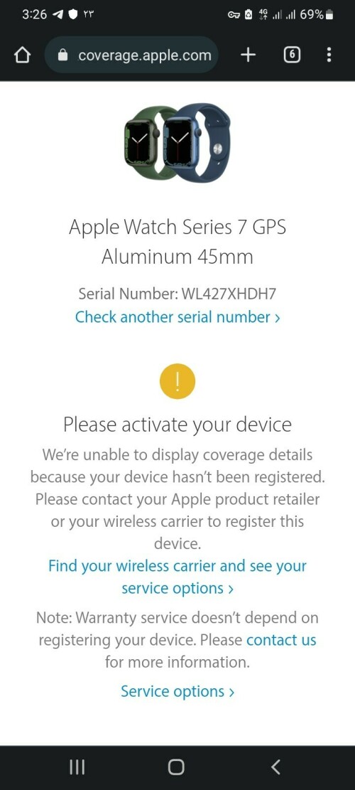 Apple Watch Series 7 45mm activation